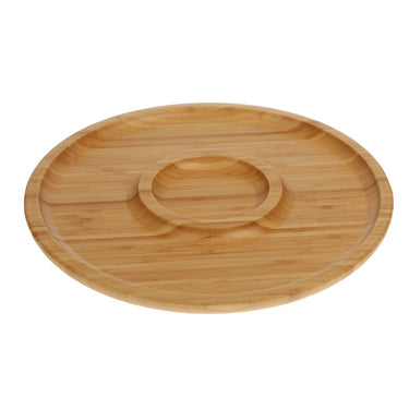 Bamboo 2 Section Platter For Appetizers / Barbecue